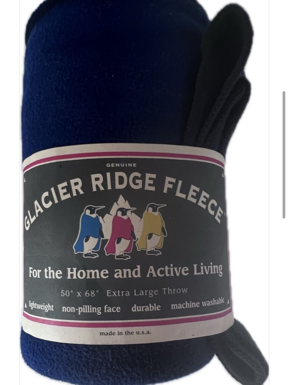 GLACIER RIDGE FLEECE Navy Fleece Throw Blanket 50” x  68” NWT